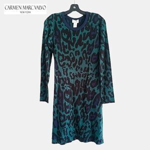 Carmen Marc Valvo NWT Leopard Sweater Dress XS | Boutique Elegant Modern Chic